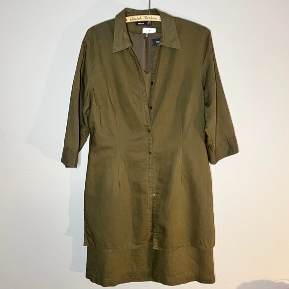 2 Pc ~ Dress and Shirt cover in dark khaki by Mexx Cotton Linen - Picture 1 of 9